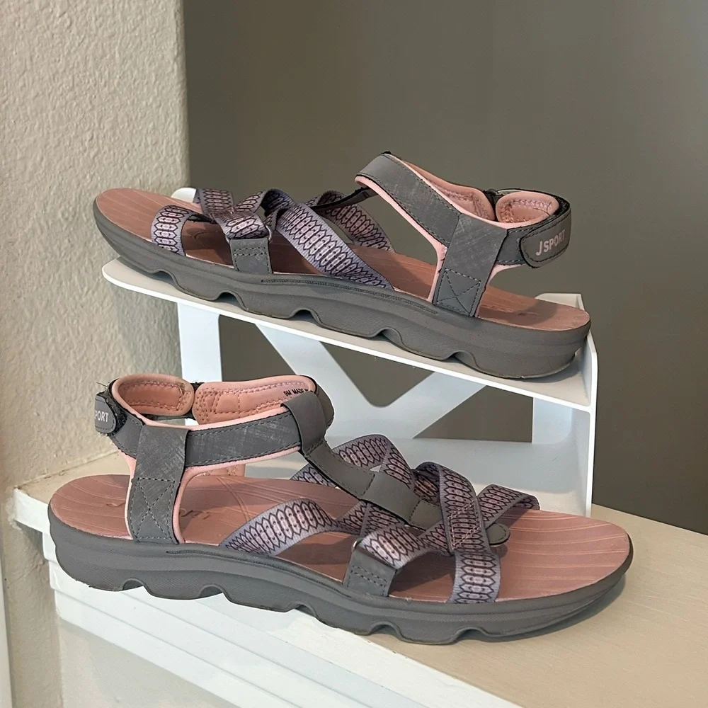 Jsport KAIA Women's Sports Sandal - Adjustable Straps (Pink/Grey) Size 9 - Picture 1 of 9
